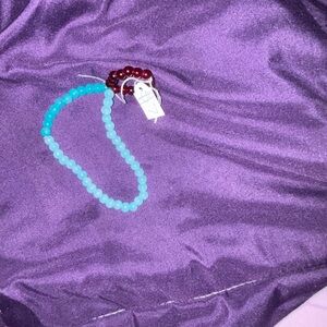 Elegant Beaded Bracelet Set - Blue and Red beaded ring bracelet